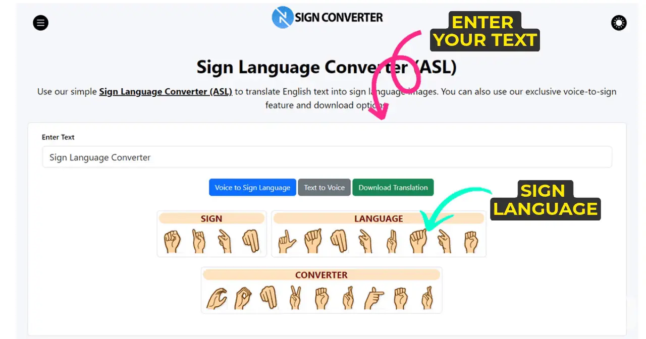 American Sign Language Converter screensort