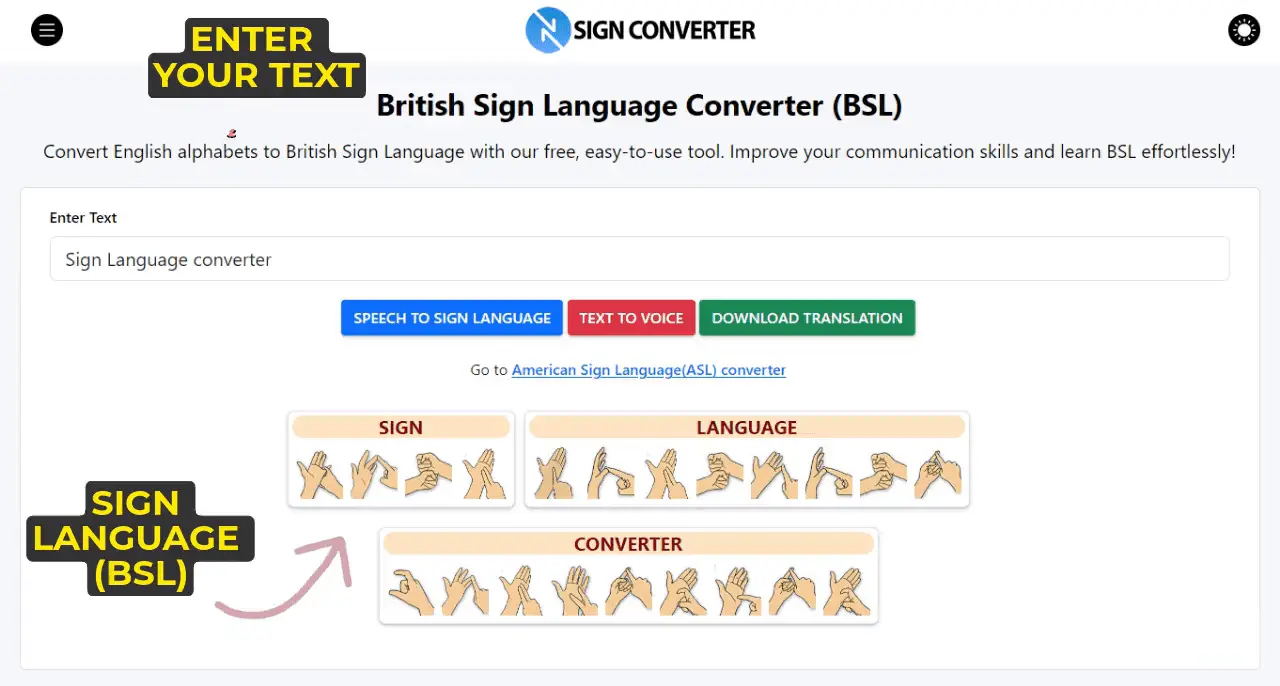 British Sign Language Converter screensort